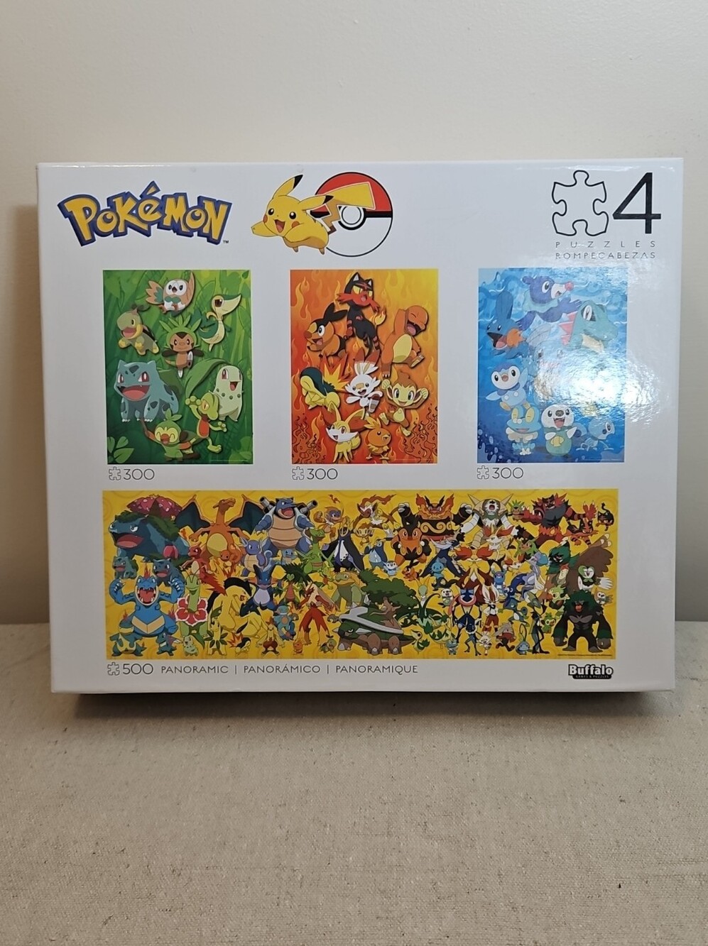Buffalo Jigsaw Puzzles Pokemon, 4 Puzzles, 300 & 500 Piece